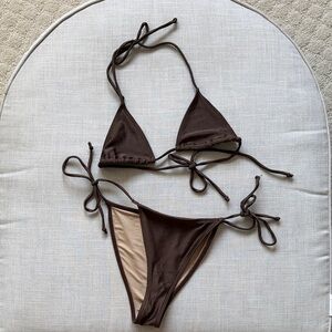 XS Los Angeles Apparel Chocolate String Bikini Set